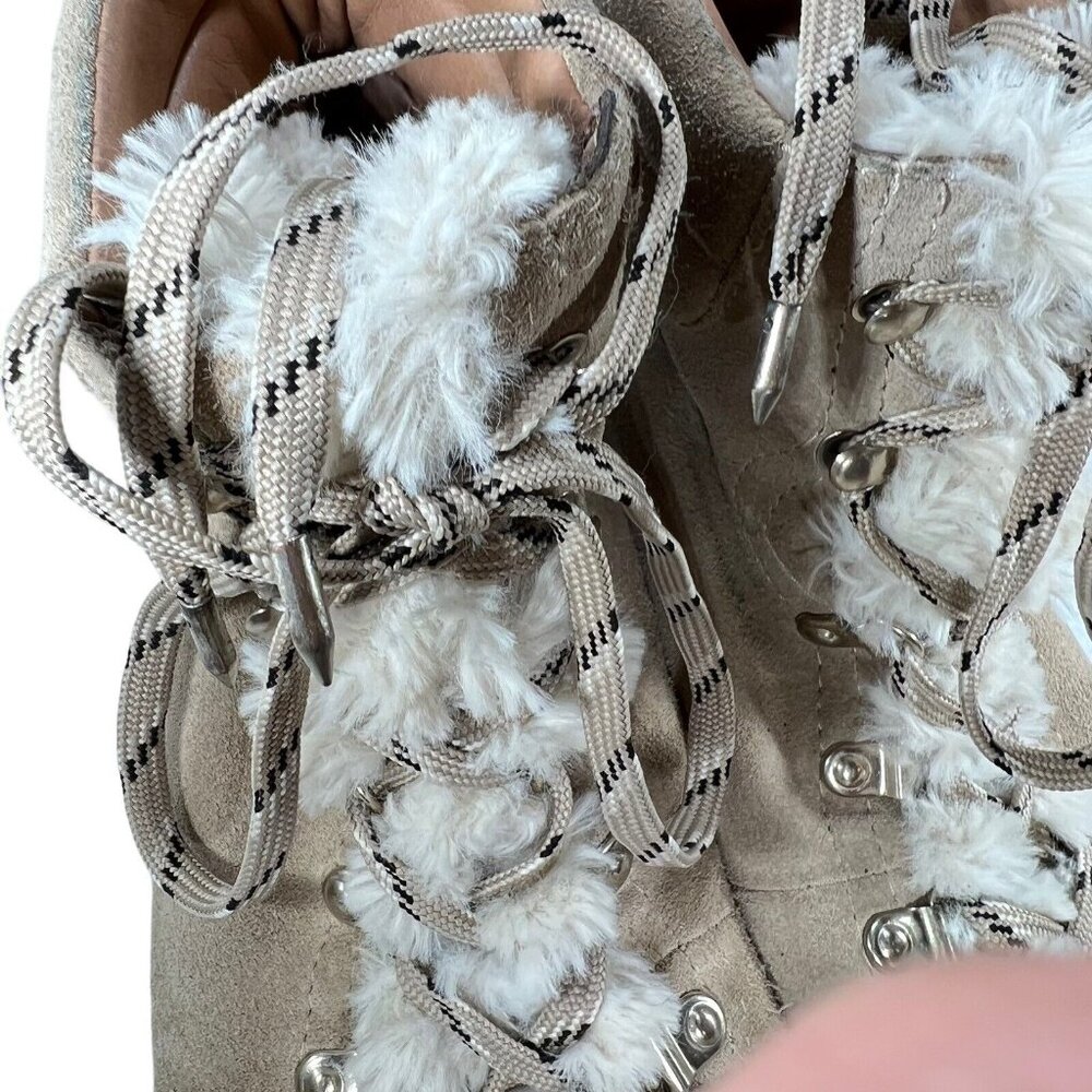 Sam Edelman Ankle Boots Darrah 2 Sherpa Combat Hiker Sz 10 Tan Suede Lace Up - Picture 12 of 13